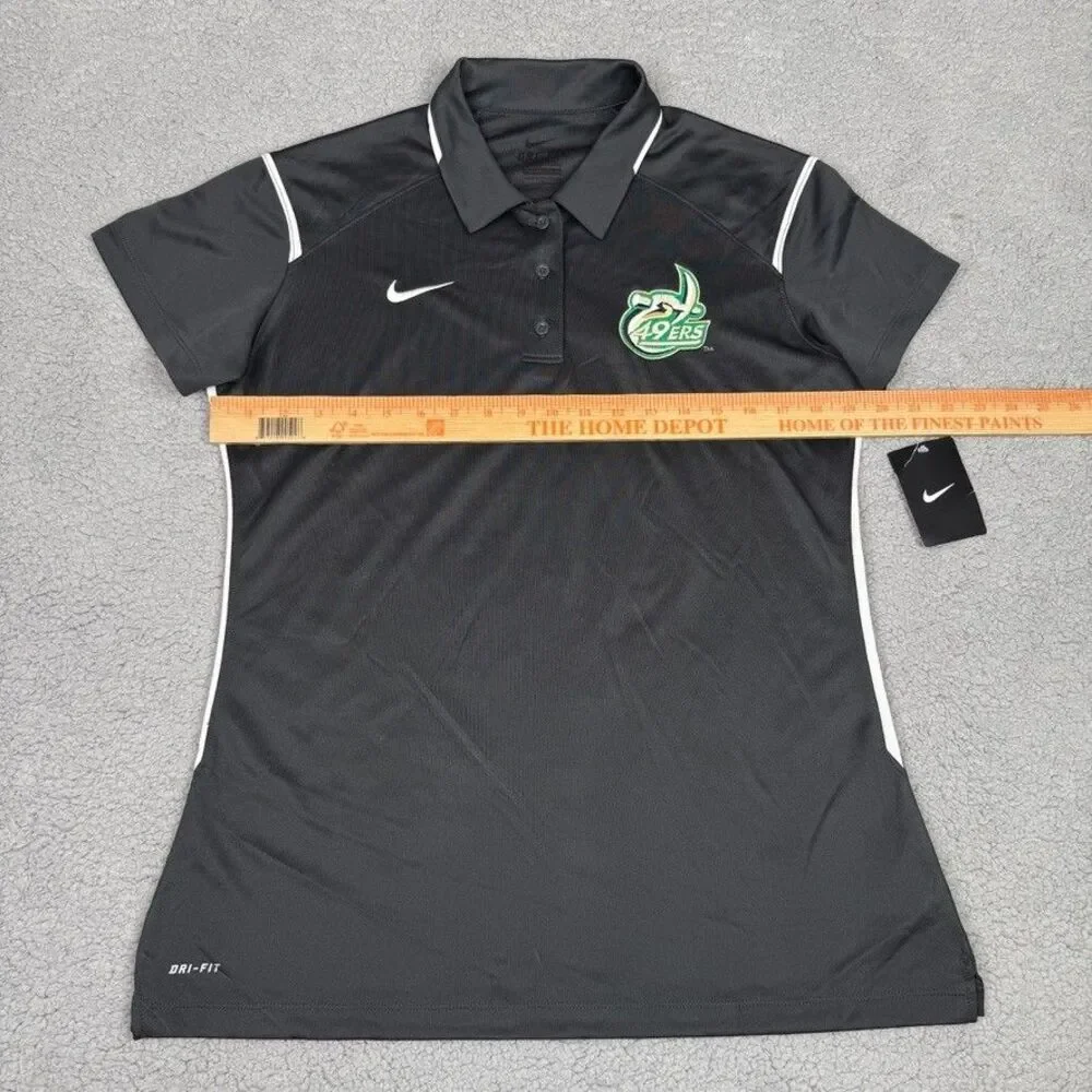 Charlotte 49ers Polo Shirt Womens Large Grey Nike‎ Dri-Fit NCAA Golf Tennis NWT